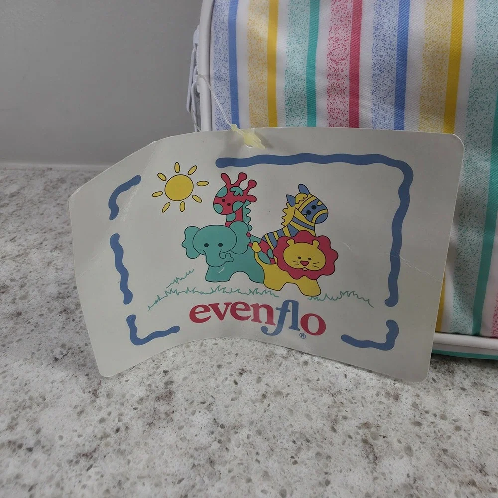 Vintage Evenflo insulated Diaper Bag Rainbow Stripe Pastel Pacesetter NWT